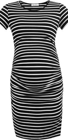 Women's Short Sleeve Maternity Dress Ruched Pregnancy Clothes