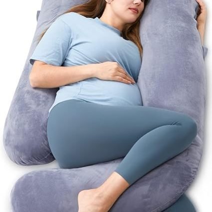 Momcozy Pregnancy Pillows for Sleeping, U Shaped Full Body Maternity Pillow with Removable Cover - Support for Back, Legs, Belly, HIPS for Pregnant Women, 57 Inch Pregnancy Pillow for Women, Grey