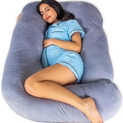 Pharmedoc Pregnancy Pillows, U-Shape Full Body Pillow -Removable Cover Jumbo Size - Grey - Pregnancy Pillows for Sleeping - Body Pillows for Adults, Maternity Pillow and Pregnancy Must Haves